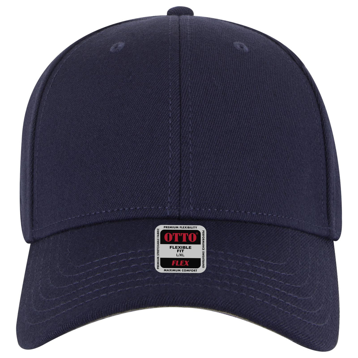 Front View of 004 - Navy OTTO CAP "OTTO FLEX" Fitted 6 Panel Low Profile Baseball Cap