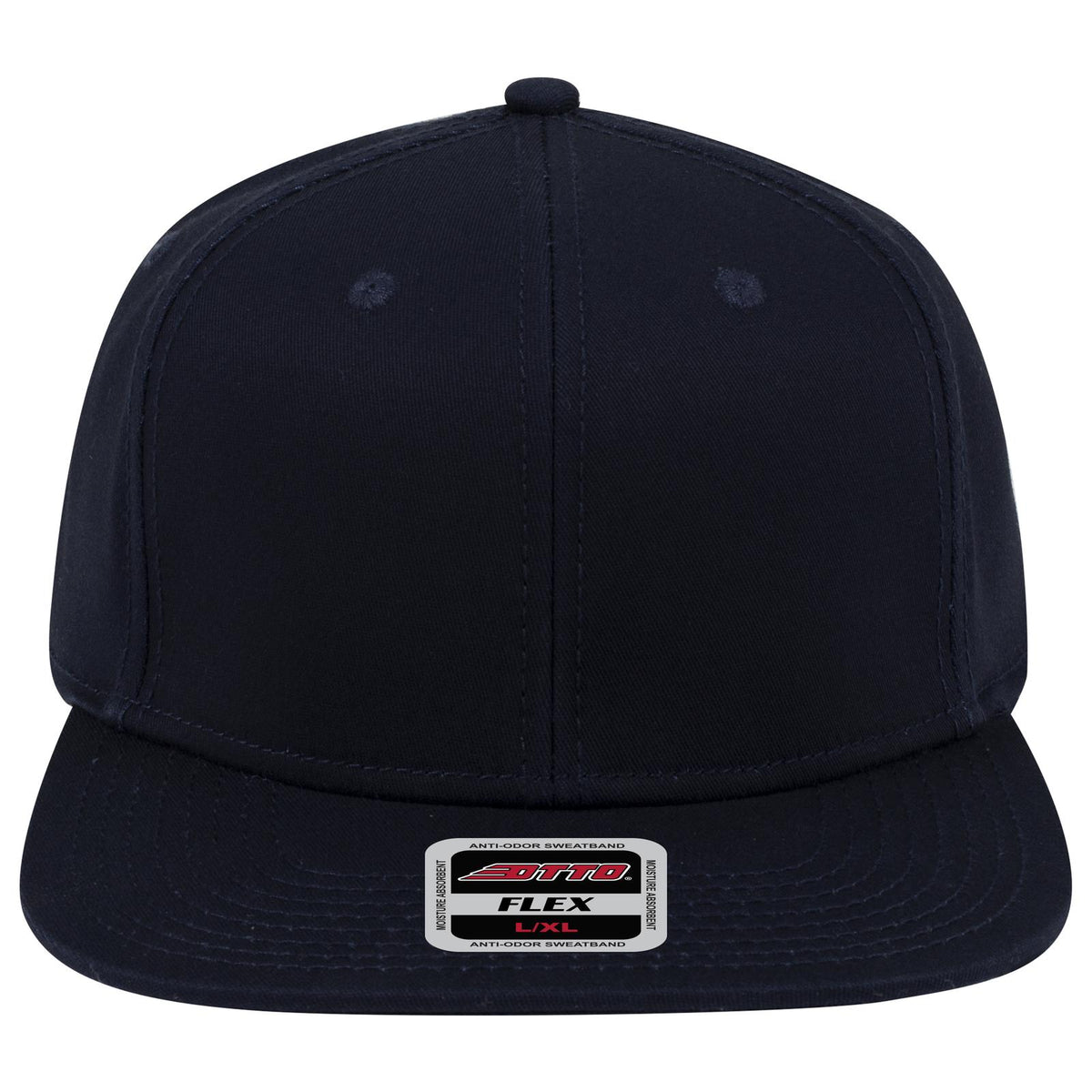 Front View of 004 - Navy OTTO CAP "OTTO FLEX" Fitted 6 Panel Mid Profile Baseball Cap