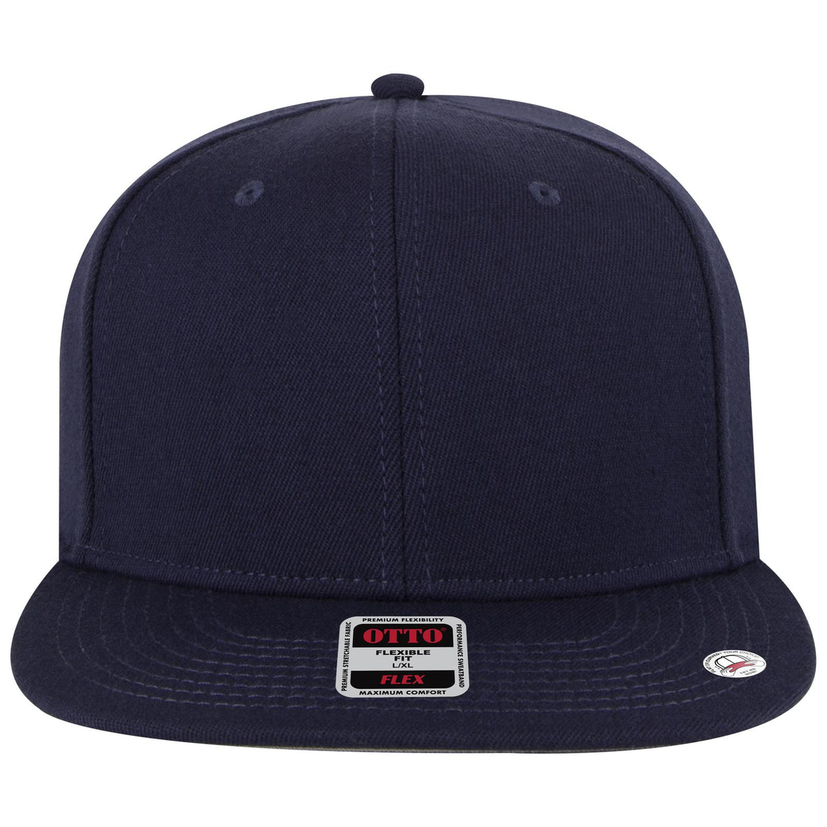 Front View of 004 - Navy OTTO CAP "OTTO FLEX" Fitted 6 Panel Pro Style Baseball Cap