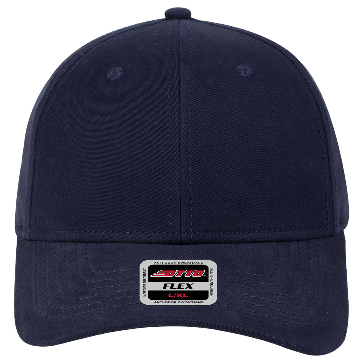Front View of 004 - Navy OTTO CAP "OTTO FLEX" Fitted 6 Panel Slim Fit Low Profile Baseball Cap