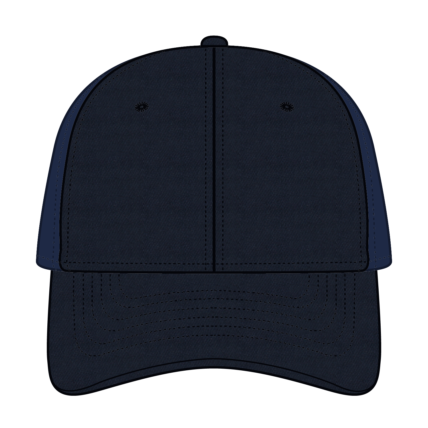 Front View of 004 - Navy OTTO CAP "OTTO FLEX" Fitted 6 Panel Slim Fit Low Profile Baseball Cap