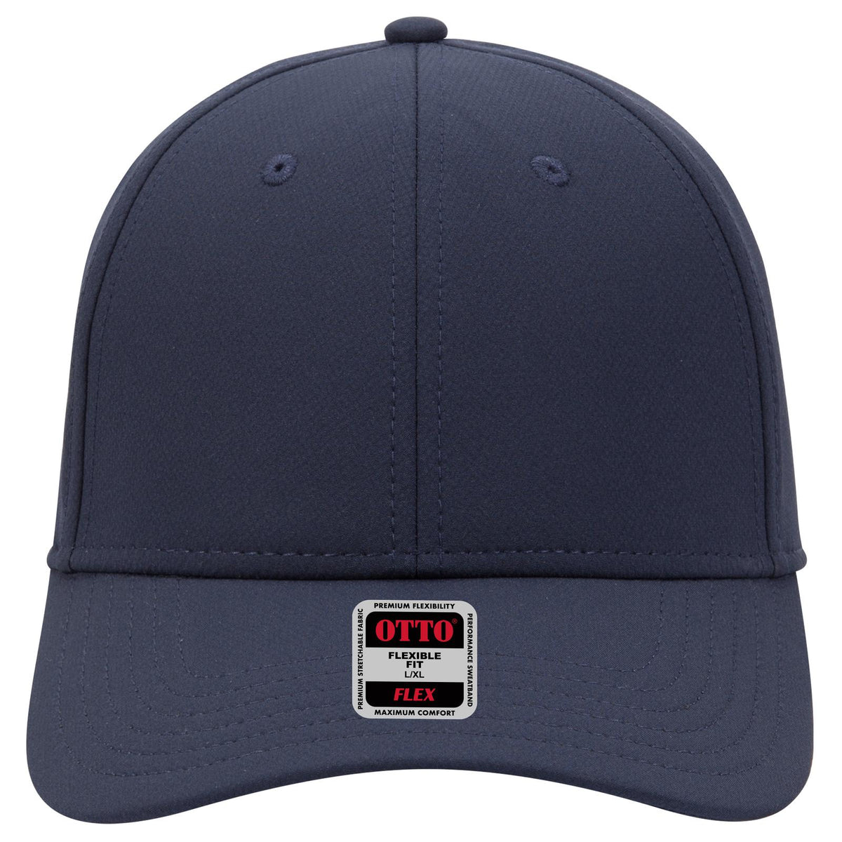 Front View of 004 - Navy OTTO CAP "OTTO FLEX" Fitted UPF 50+ 6 Panel Low Profile Baseball Cap