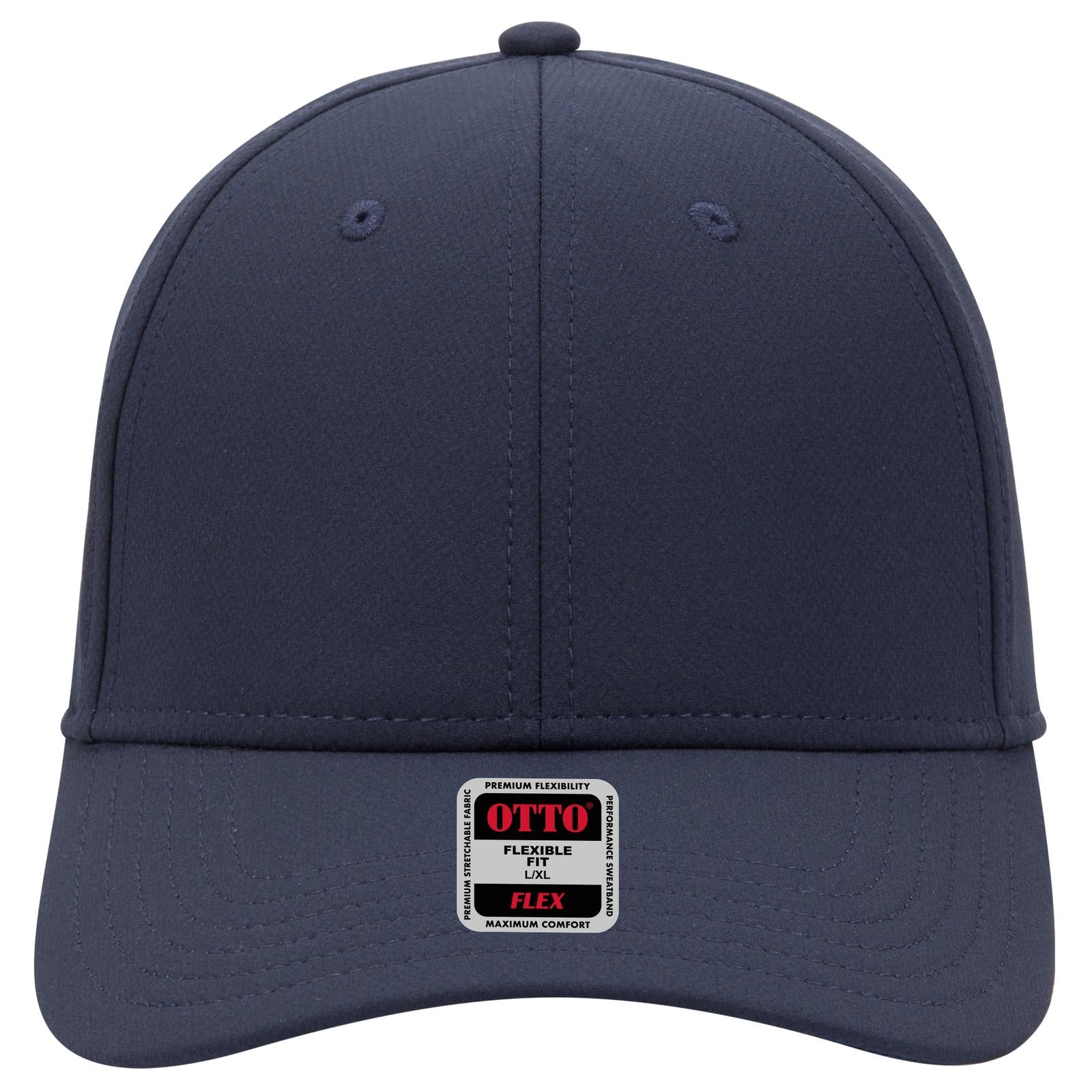Front View of 004 - Navy OTTO CAP "OTTO FLEX" Fitted UPF 50+ 6 Panel Low Profile Baseball Cap