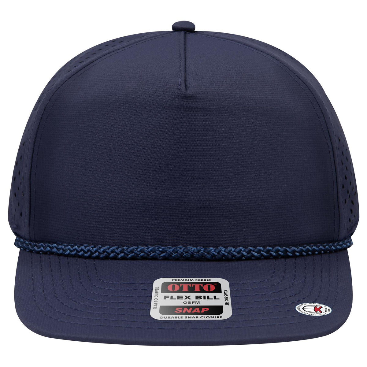 Front View of 004 - Navy OTTO CAP "OTTO SNAP" 5 Panel Pro Style Snapback Hat