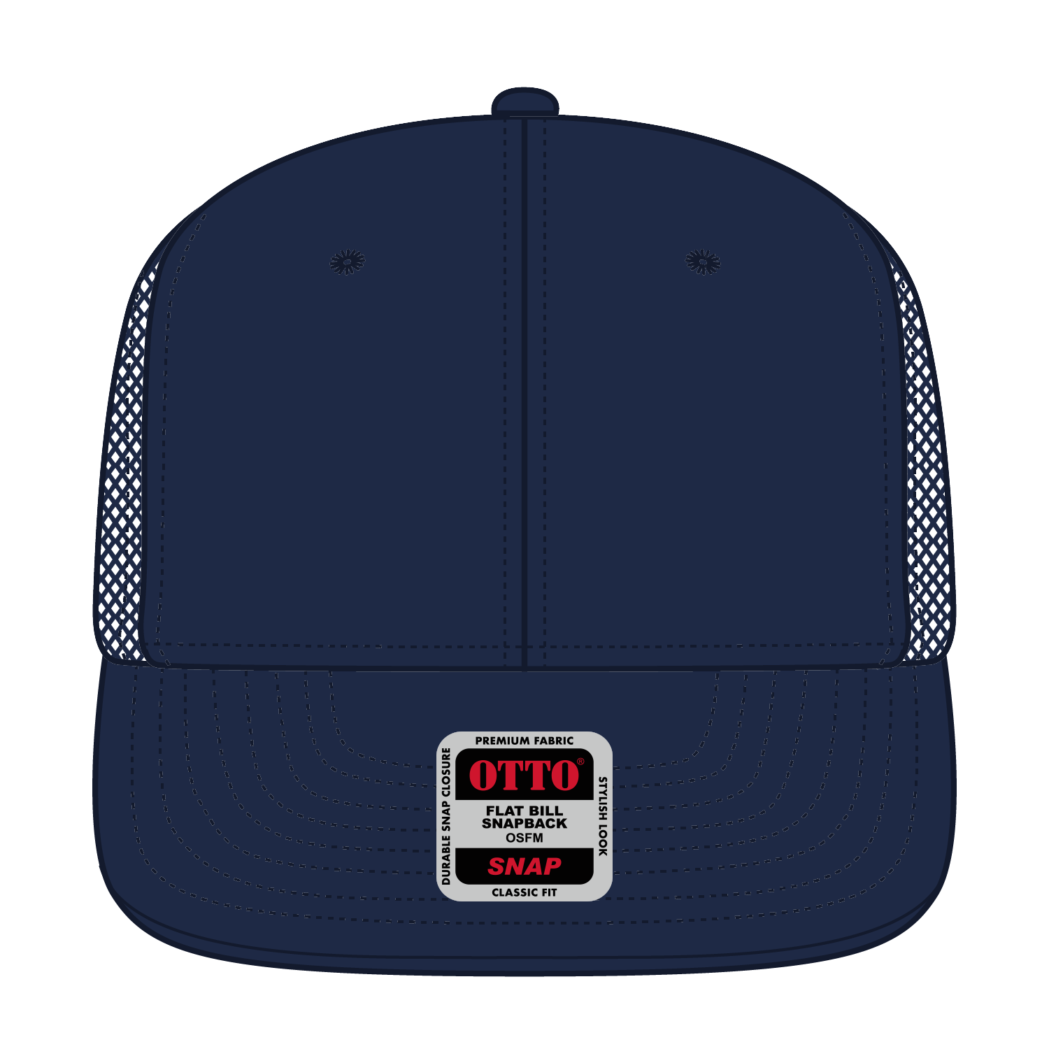 Front View of 004 - Navy OTTO CAP "OTTO SNAP" 6 Panel Pro Style Mesh Back Trucker Snapback Hat
