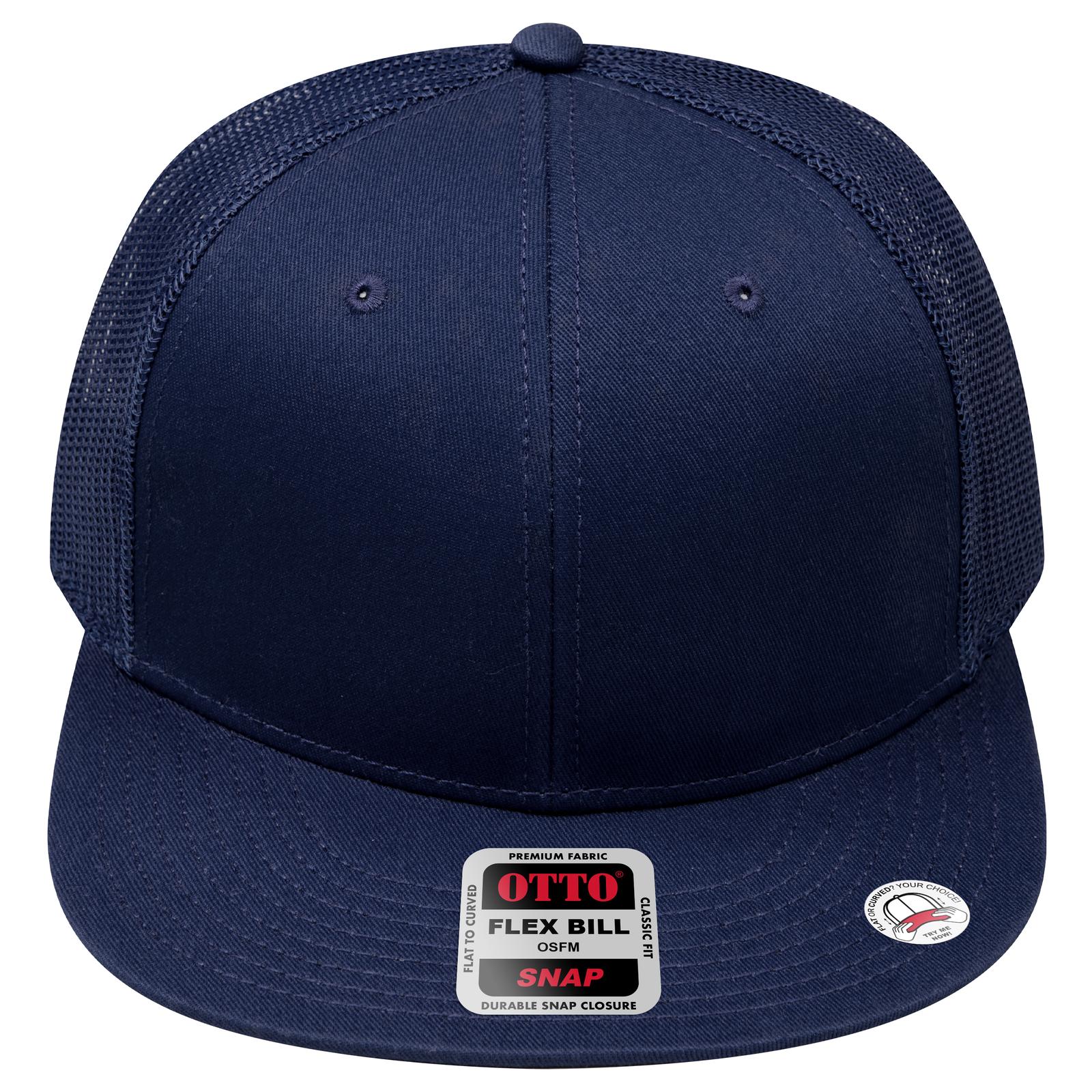 Front View of 004 - Navy OTTO CAP "OTTO SNAP" 6 Panel Pro Style Mesh Back Trucker Snapback Hat