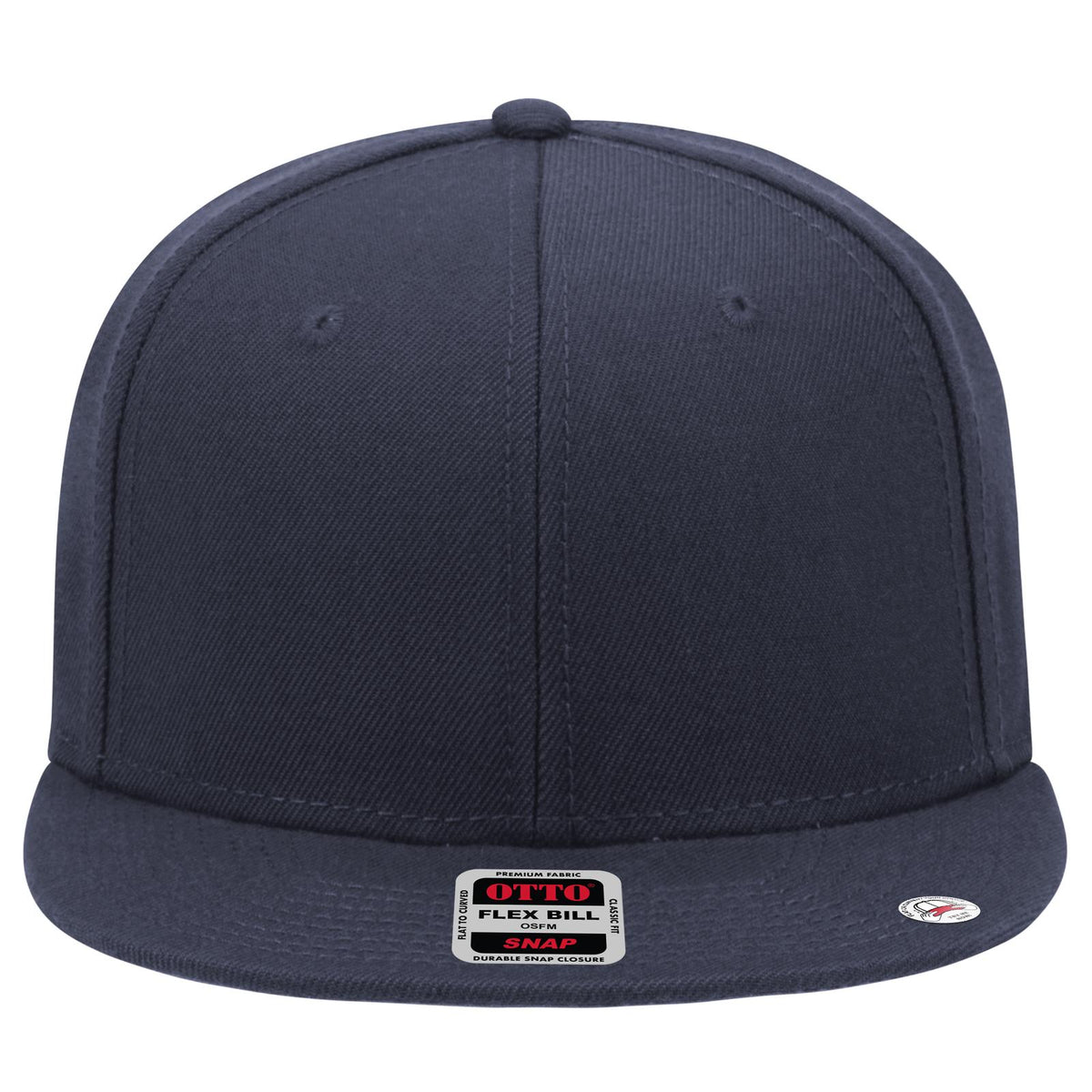 Front View of 004 - Navy OTTO CAP "OTTO SNAP" 6 Panel Pro Style Snapback Hat