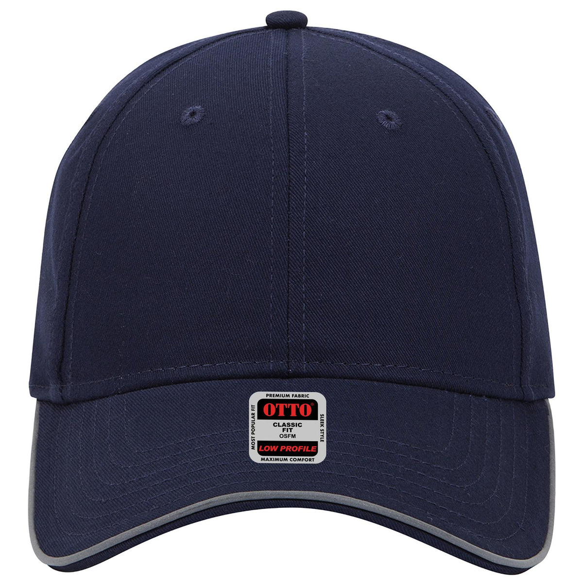 Front View of 004 - Navy OTTO CAP Reflective 6 Panel Low Profile Baseball Cap