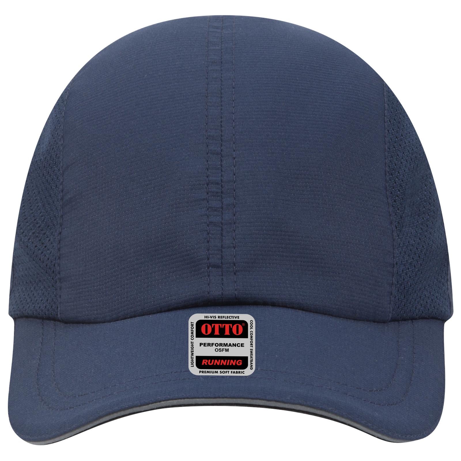 Front View of 004 - Navy OTTO CAP Reflective 6 Panel Running Cap