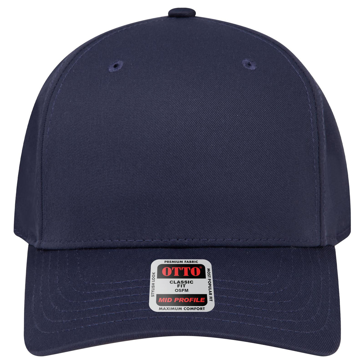 Front View of 004 - Navy OTTO CAP Seamless 6 Panel Mid Profile Baseball Cap