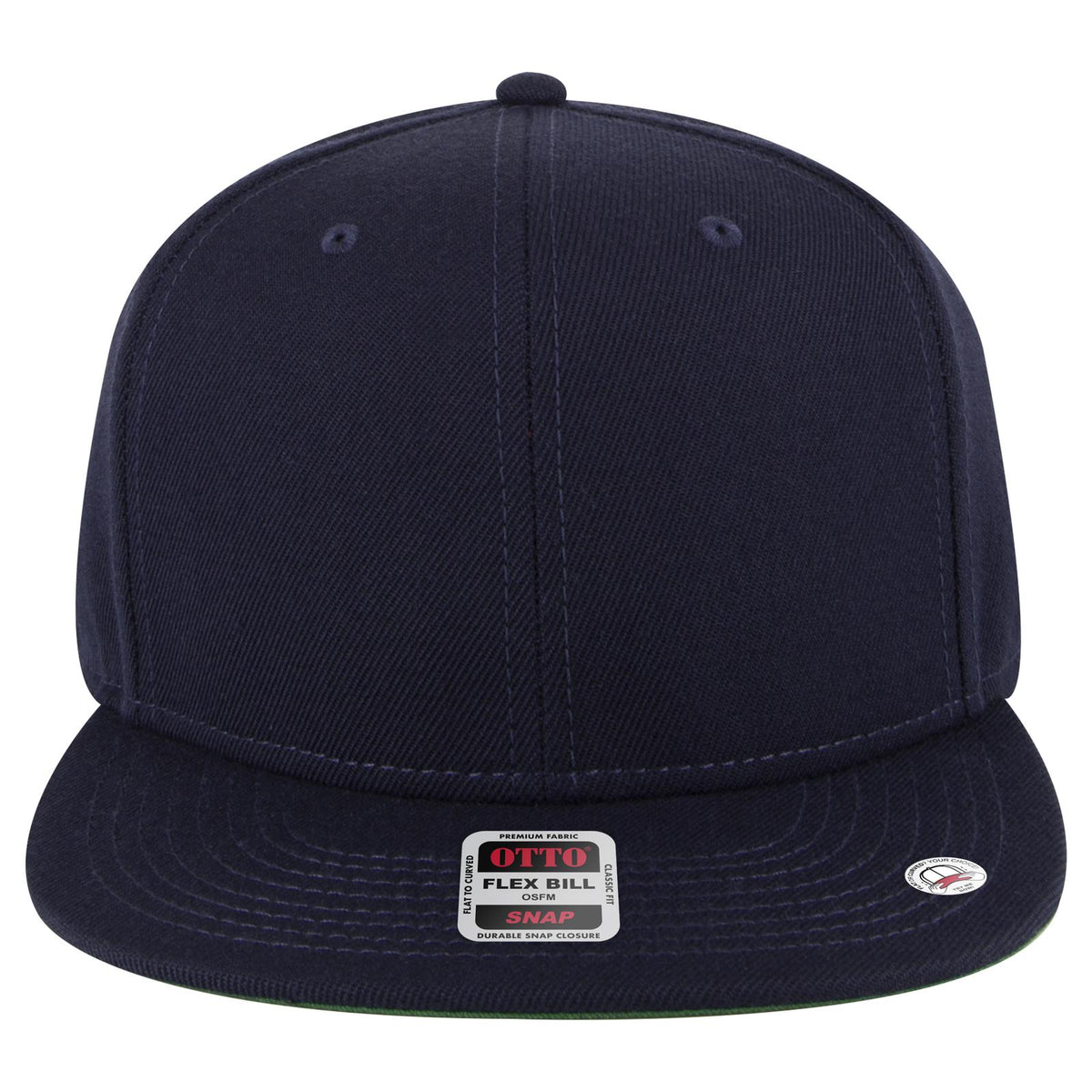 Front View of 004A - Navy OTTO CAP "OTTO SNAP" 6 Panel Pro Style Snapback Hat