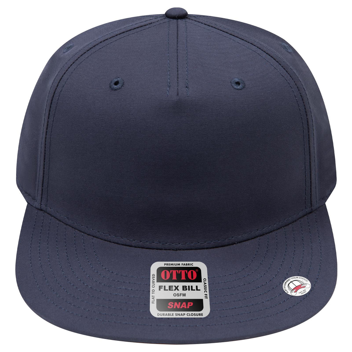 Front View of 004B - Nvy OTTO CAP "OTTO SNAP" 5 Panel Pro Style Snapback Hat