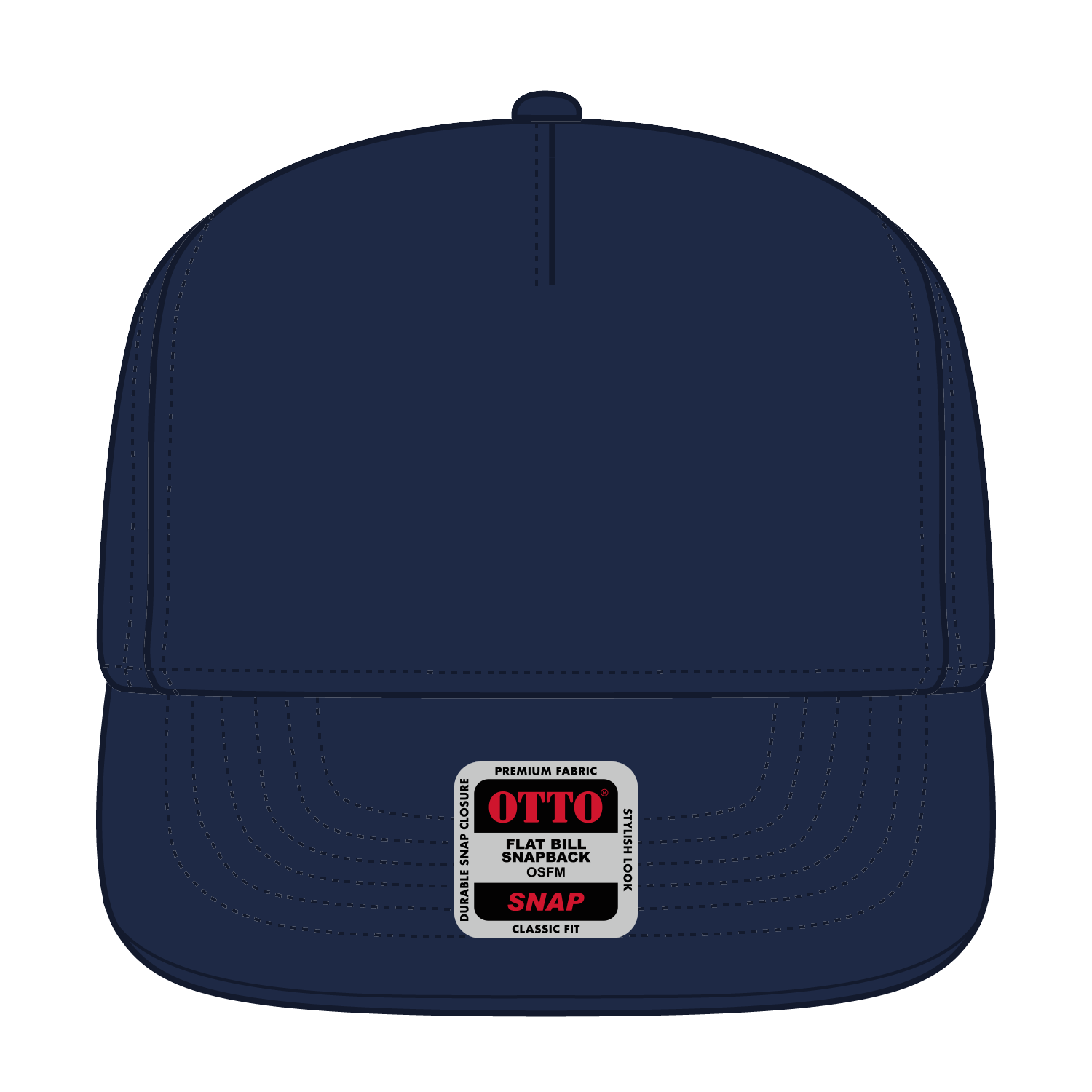 Front View of 004B - Nvy OTTO CAP "OTTO SNAP" 5 Panel Pro Style Snapback Hat