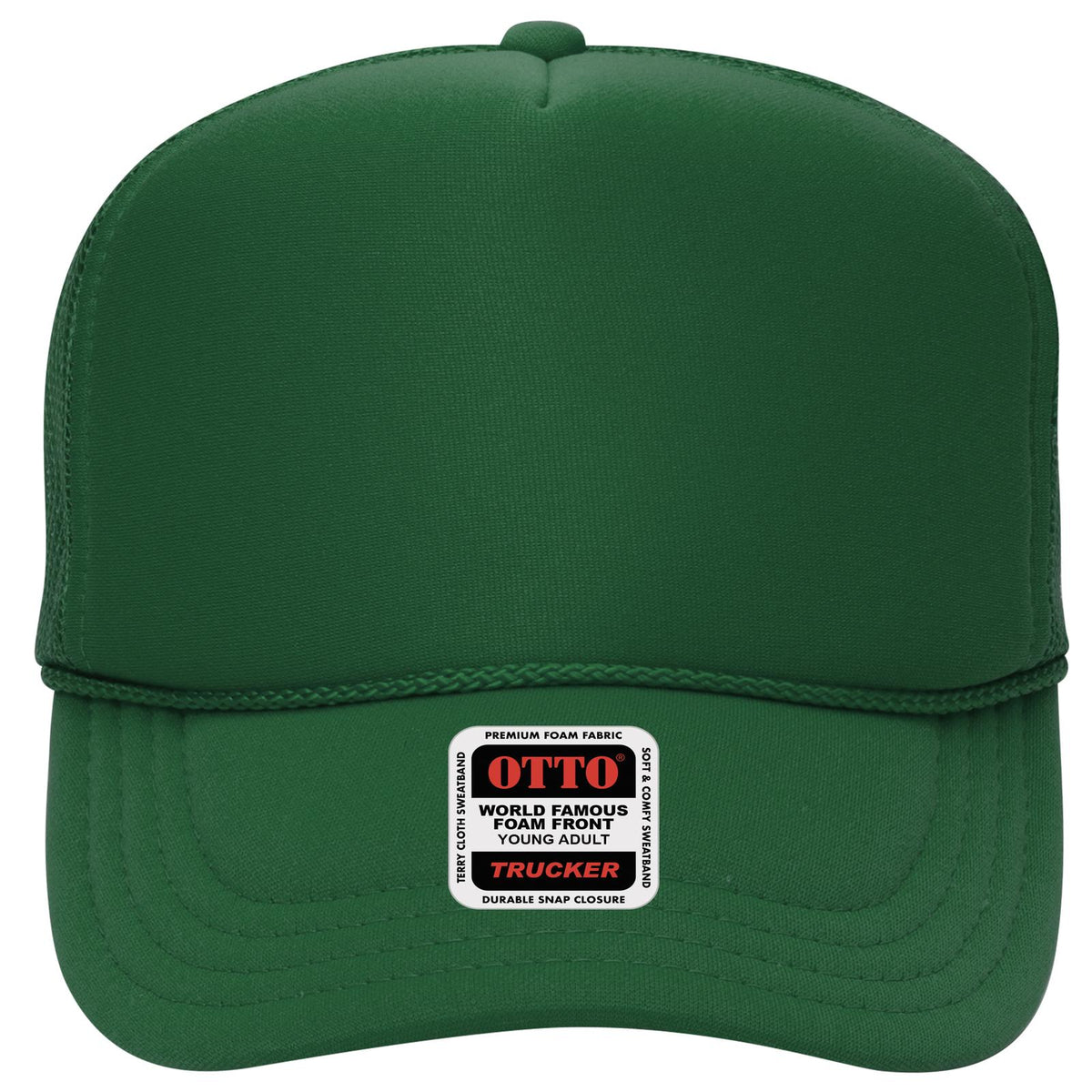 Front View of 005 - Kelly OTTO CAP 5 Panel High Crown Mesh Back Trucker Hat