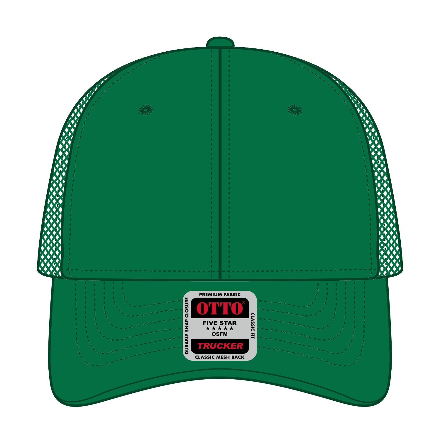 Front View of 005 - Kelly OTTO CAP 6 Panel Low Profile Mesh Back Trucker Hat