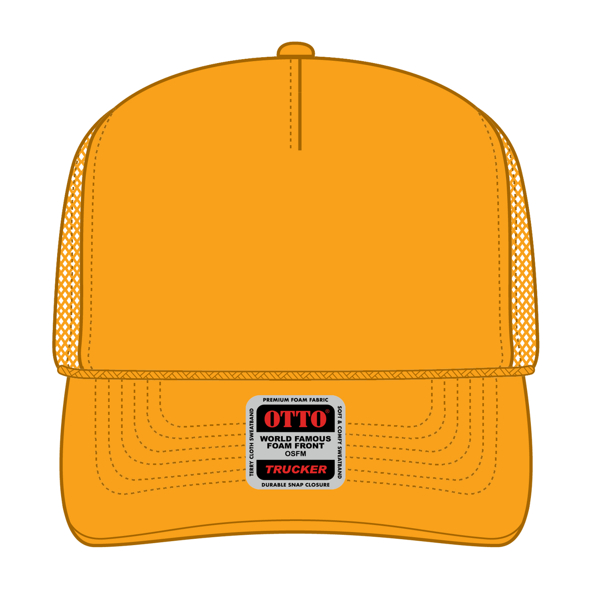 Front View of 006 - Gold OTTO CAP 5 Panel High Crown Mesh Back Trucker Hat