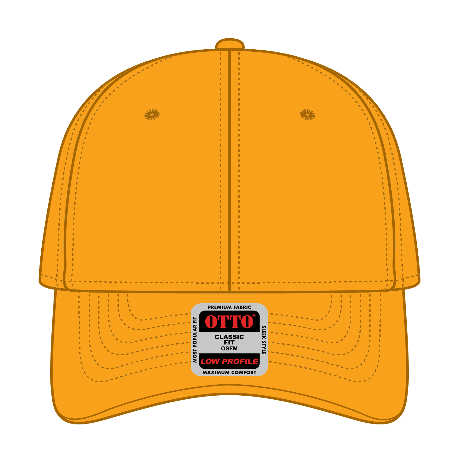 Front View of 006 - Gold OTTO CAP 6 Panel Low Profile Baseball Cap