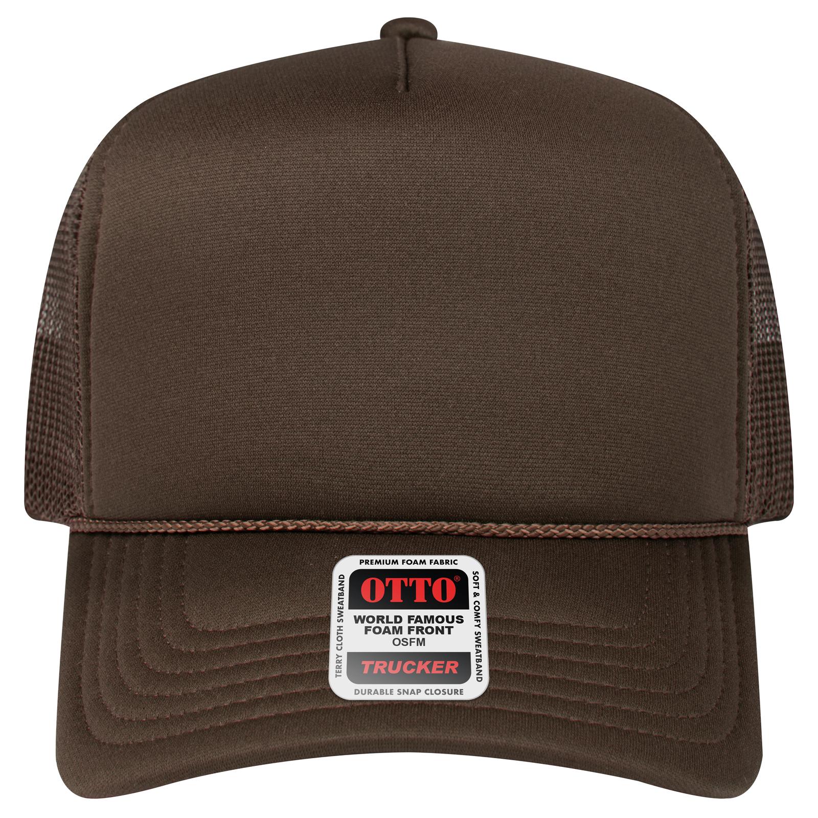 Right View of 007 - Brown OTTO CAP 5 Panel High Crown Mesh Back Trucker Hat
