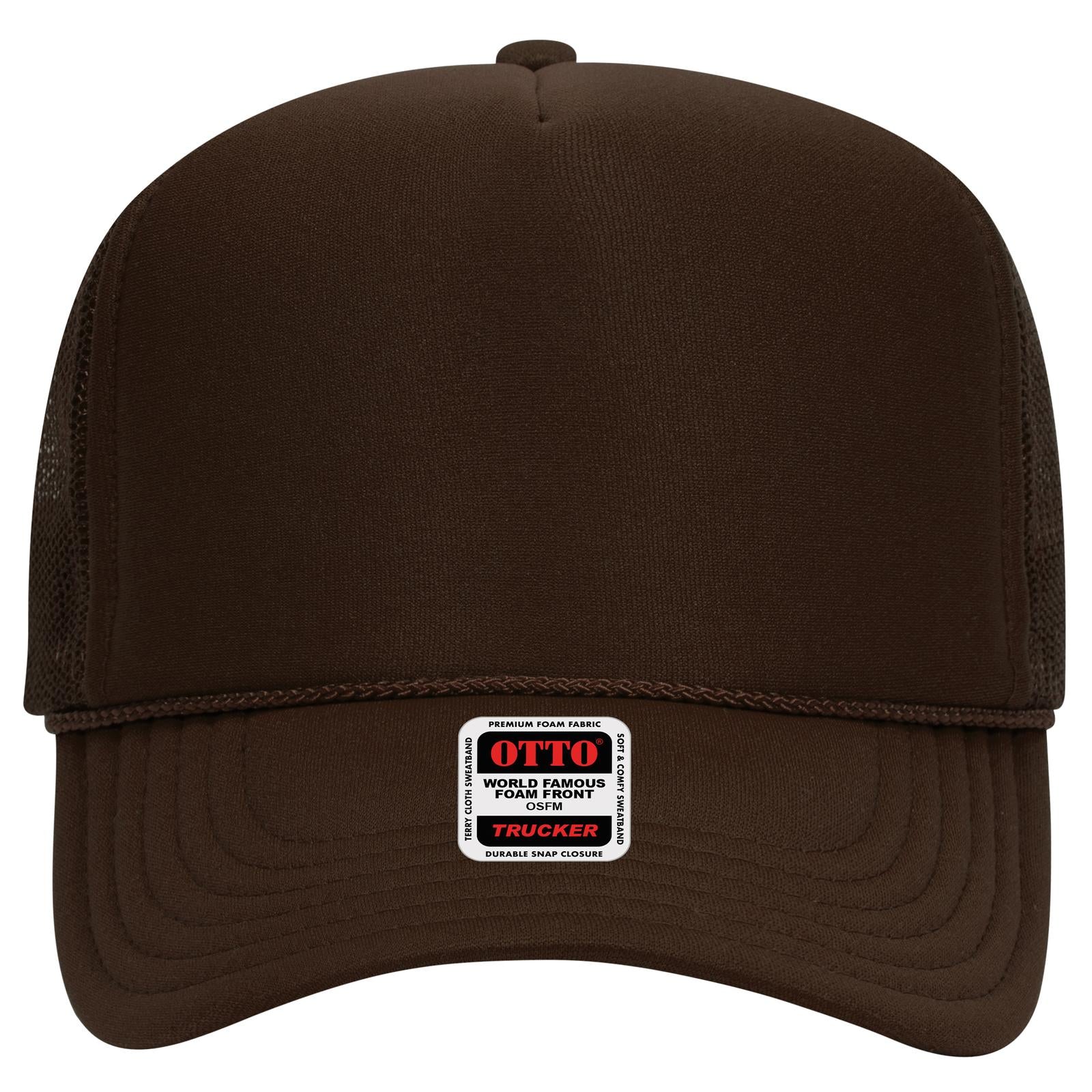 Right View of 007 - Brown OTTO CAP 5 Panel High Crown Mesh Back Trucker Hat