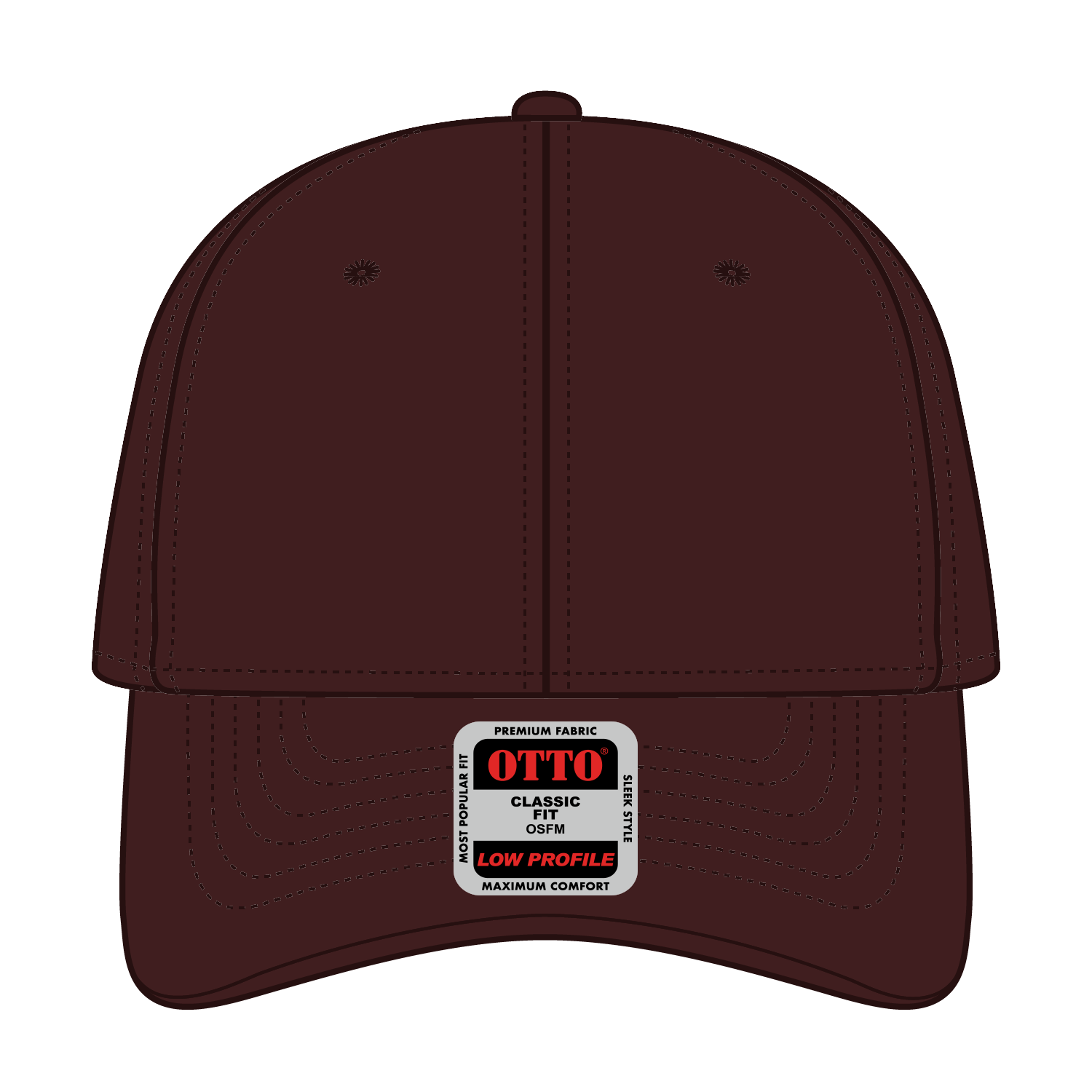 Front View of 007 - Brown OTTO CAP 6 Panel Low Profile Baseball Cap