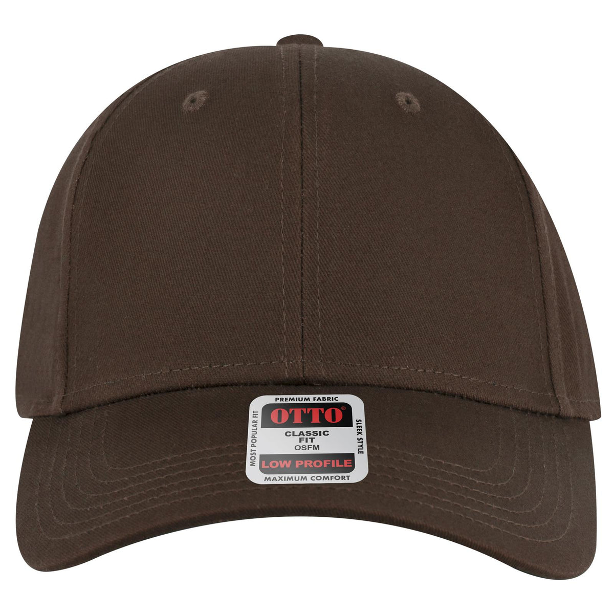 Front View of 007 - Brown OTTO CAP 6 Panel Low Profile Baseball Cap