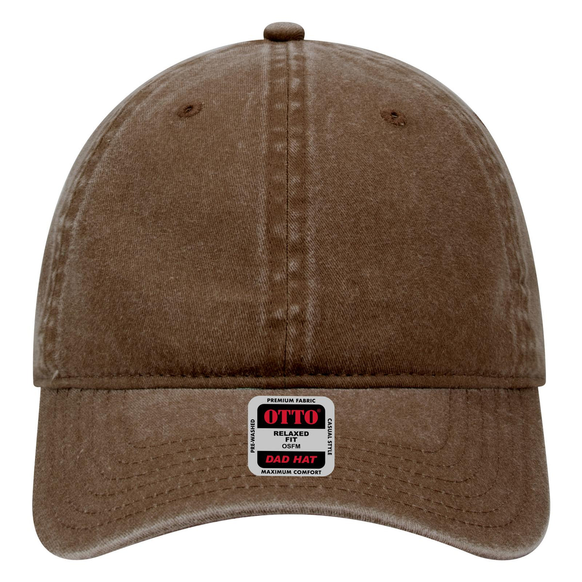 Front View of 007 - Brown OTTO CAP 6 Panel Low Profile Dad Hat