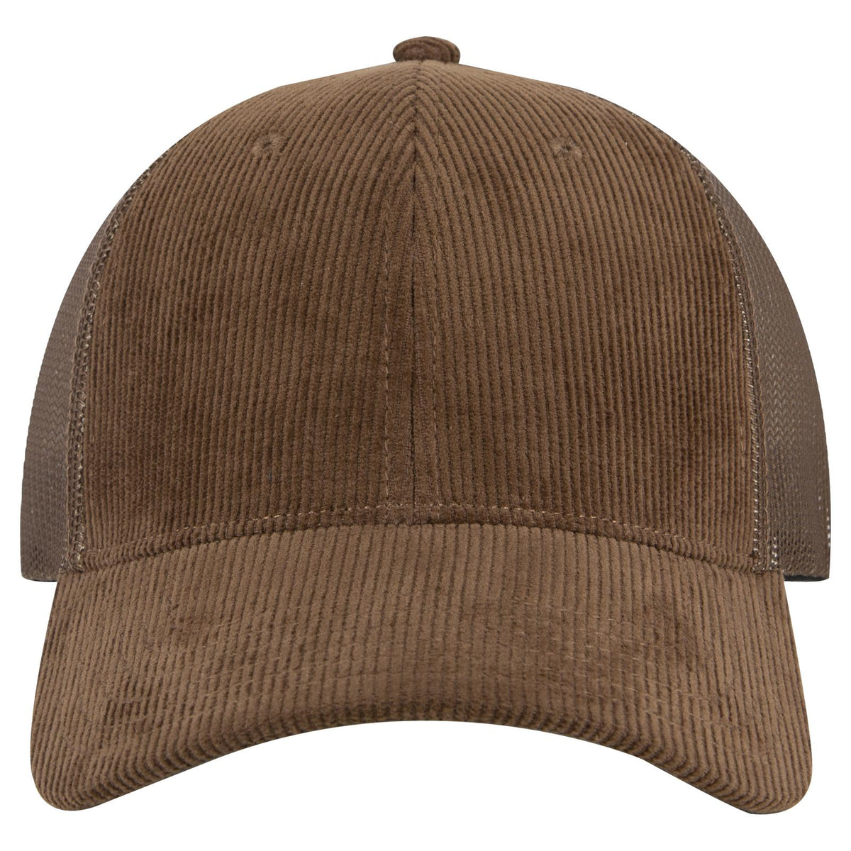 Front View of 007F - Brown OTTO CAP 6 Panel Low Profile Mesh Back Trucker Hat