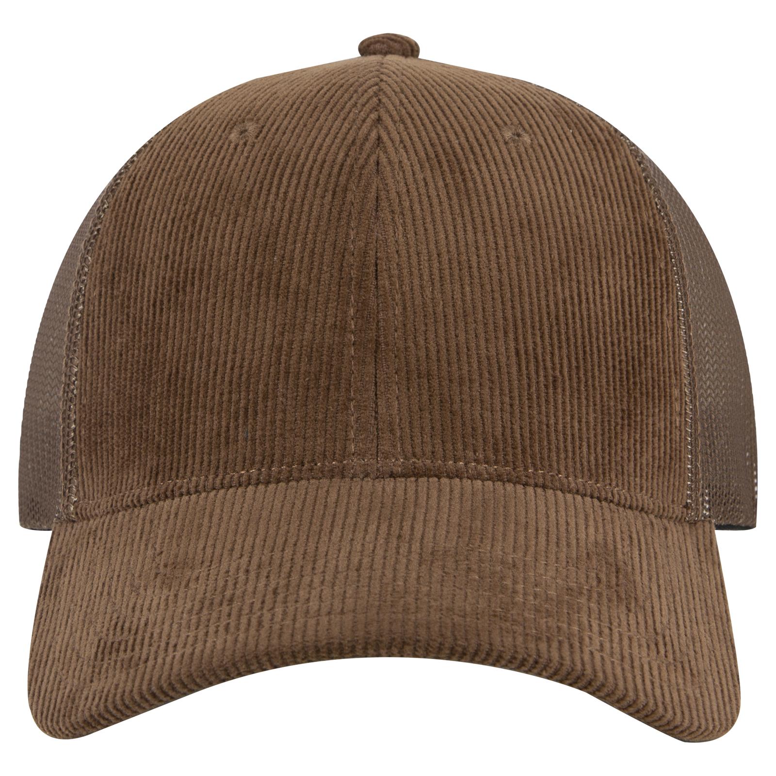 Front View of 007F - Brown OTTO CAP 6 Panel Low Profile Mesh Back Trucker Hat