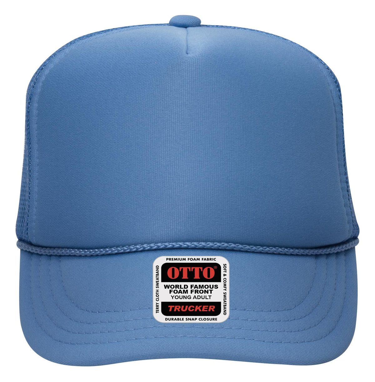 Front View of 008 - Col. Blue OTTO CAP 5 Panel High Crown Mesh Back Trucker Hat