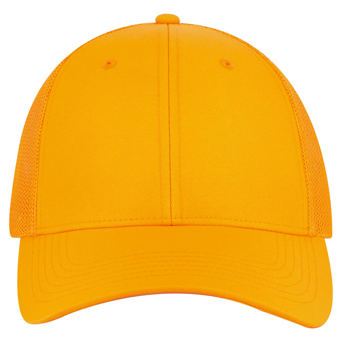 Front View of 009 - N. Orange OTTO CAP 6 Panel Low Profile Mesh Back Trucker Hat
