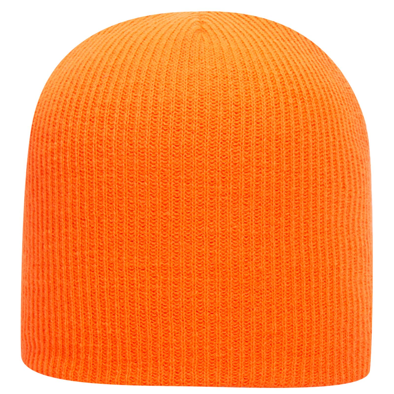Front View of 009 - N. Orange OTTO CAP 9 1/2" Premium Rib Knit Beanie