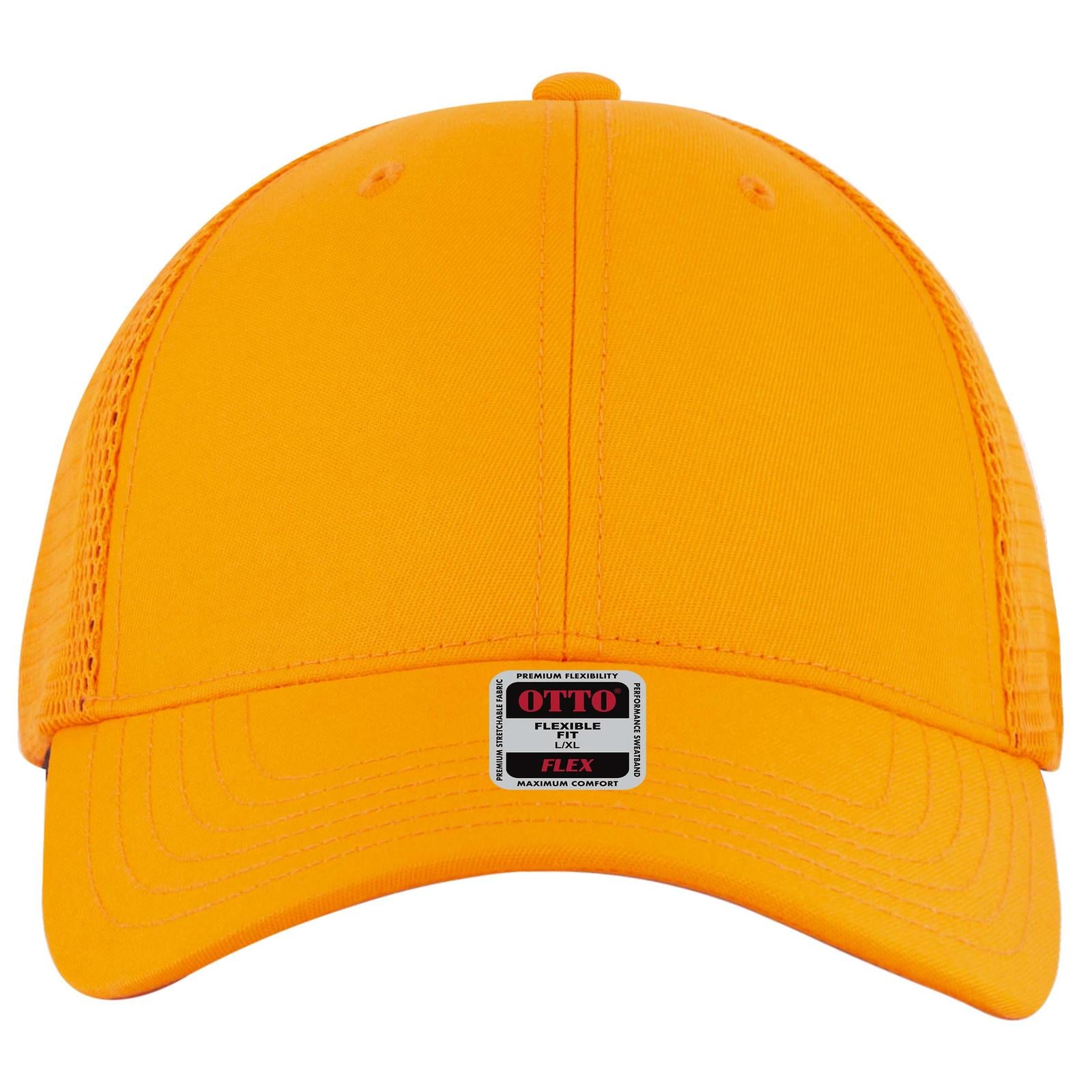 Right View of 009 - N. Orange OTTO CAP "OTTO FLEX" Fitted 6 Panel Low Profile Mesh Back Trucker Hat