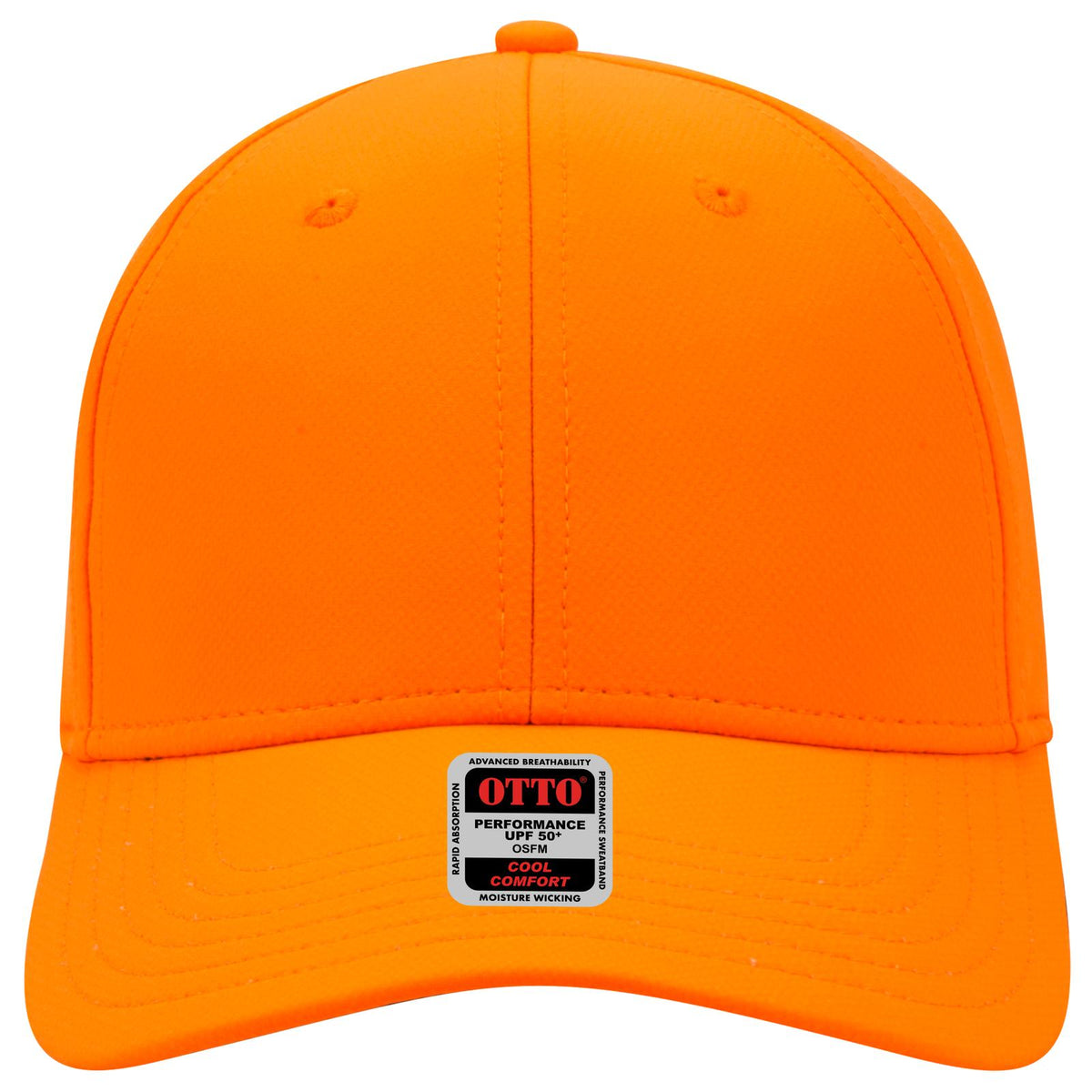 Front View of 009 - N. Orange OTTO CAP UPF 50+ 6 Panel Low Profile Baseball Cap