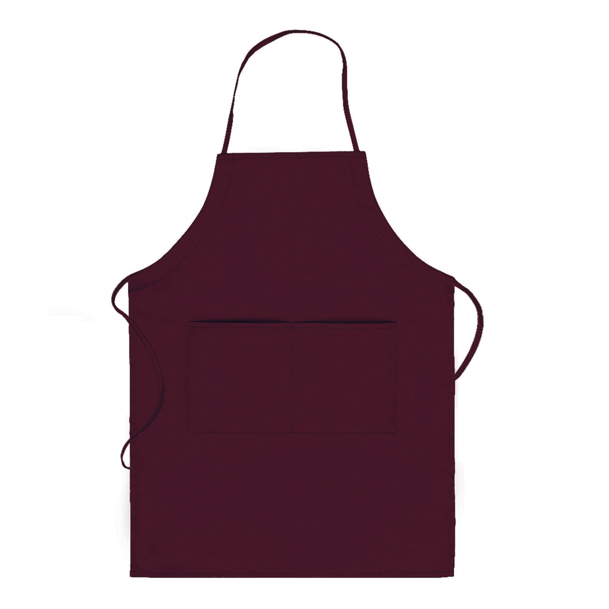 Front View of 010 - Maroon OTTO 2 Pocket Full Length Adjustable Bib Apron