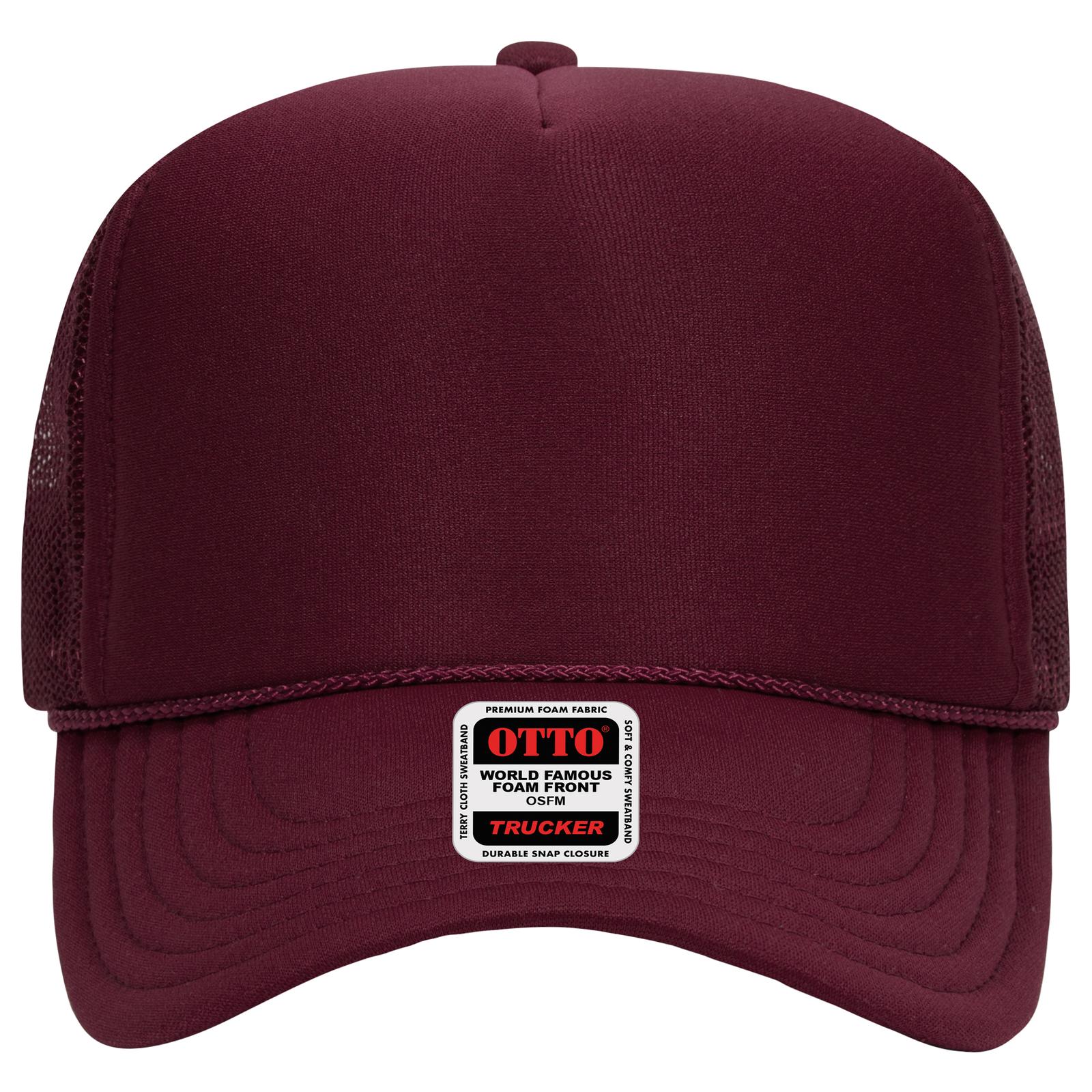 Right View of 010 - Maroon OTTO CAP 5 Panel High Crown Mesh Back Trucker Hat