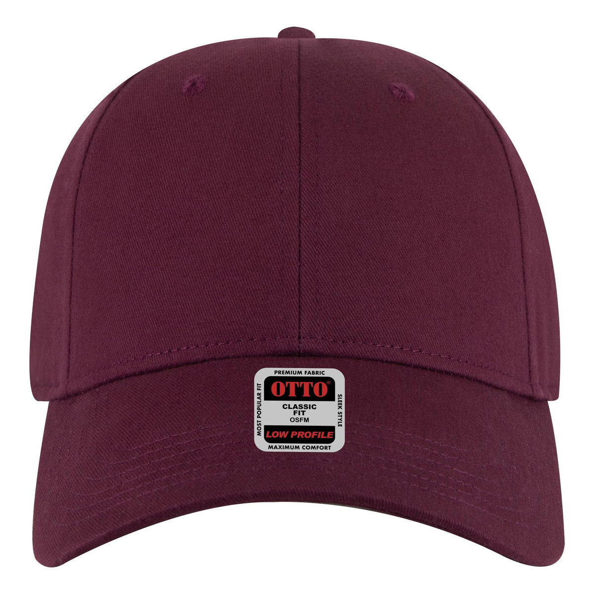 Front View of 010 - Maroon OTTO CAP 6 Panel Low Profile Baseball Cap