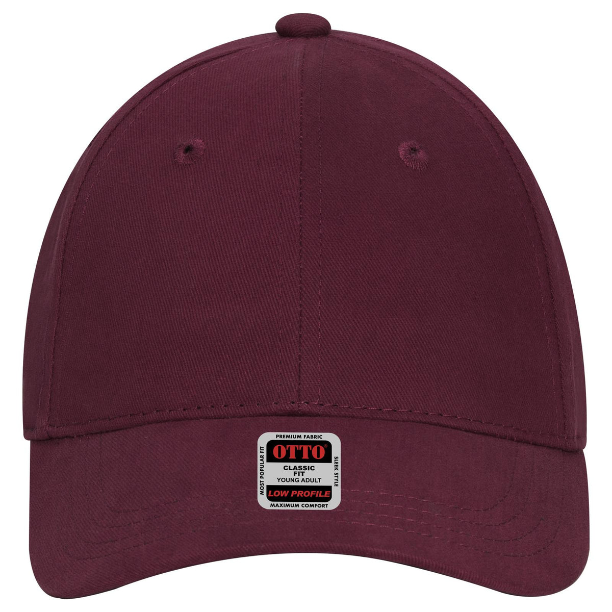 Front View of 010 - Maroon OTTO CAP 6 Panel Low Profile Baseball Cap