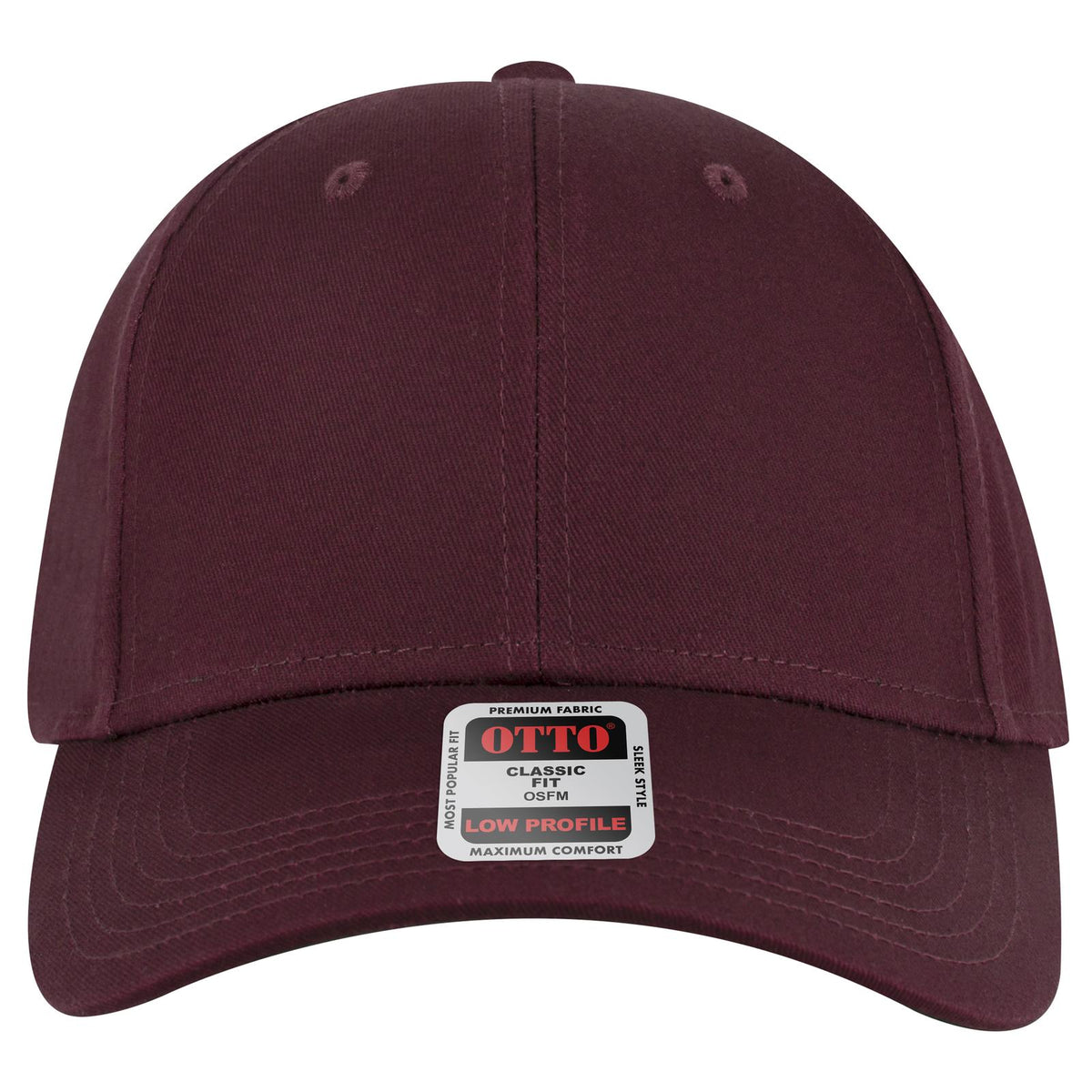 Front View of 010 - Maroon OTTO CAP 6 Panel Low Profile Baseball Cap