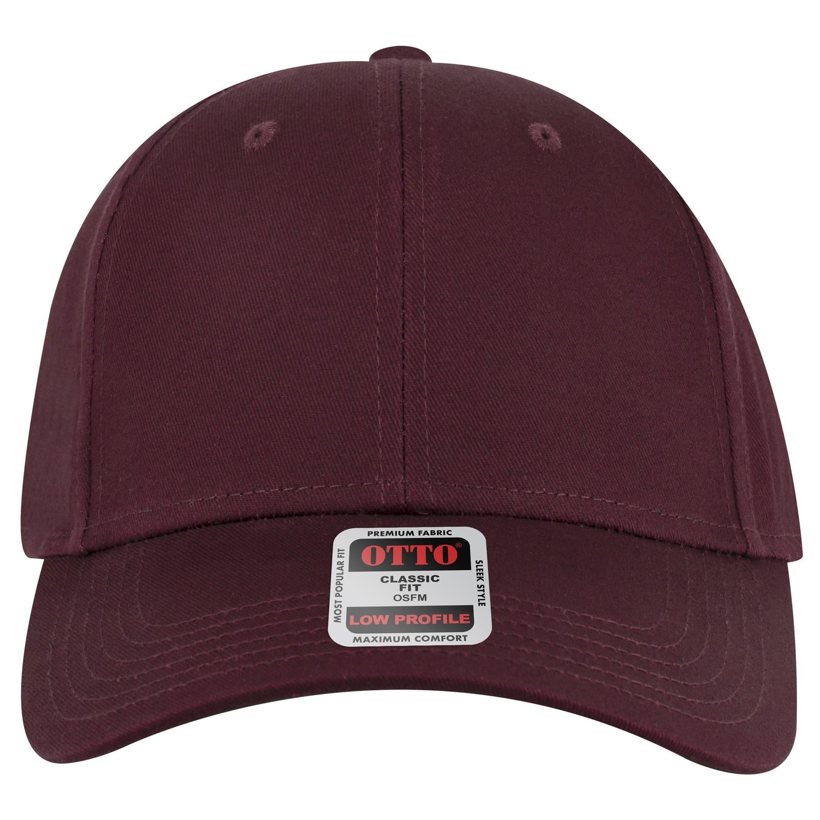 Front View of 010 - Maroon OTTO CAP 6 Panel Low Profile Baseball Cap