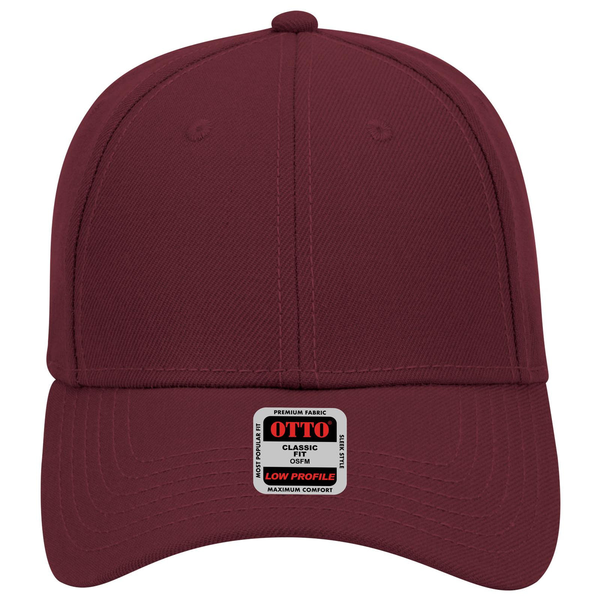 Front View of 010 - Maroon OTTO CAP 6 Panel Low Profile Baseball Cap