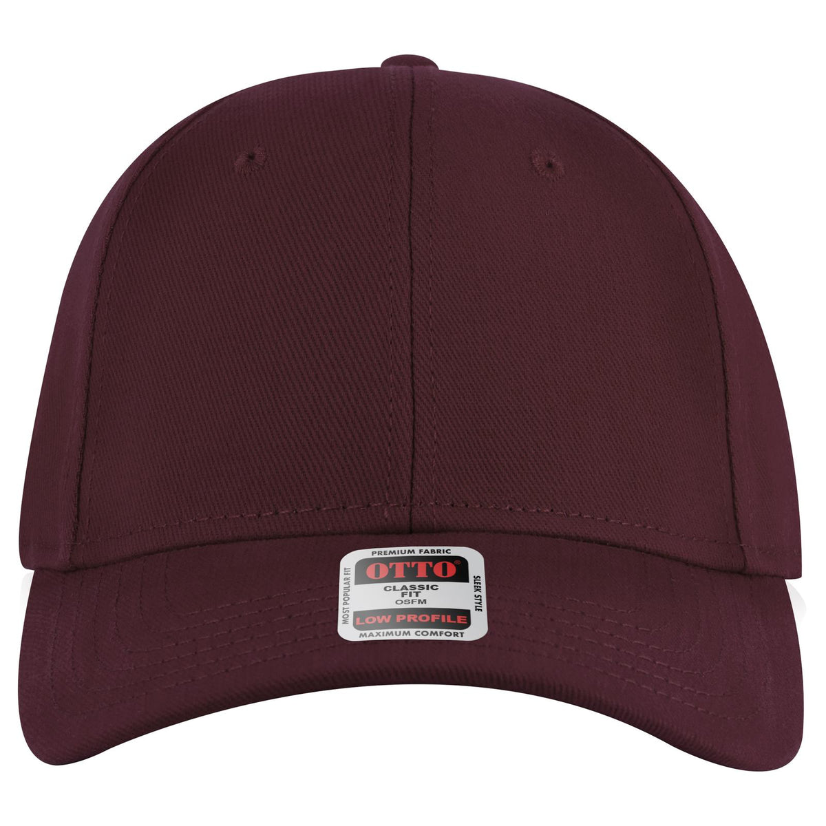 Front View of 010 - Maroon OTTO CAP 6 Panel Low Profile Baseball Cap