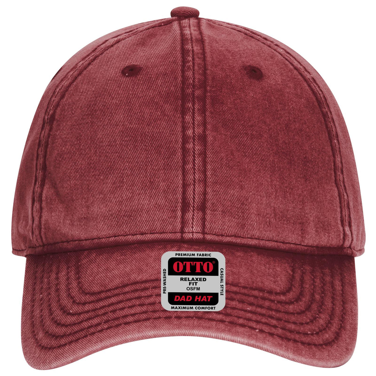 Front View of 010 - Maroon OTTO CAP 6 Panel Low Profile Dad Hat