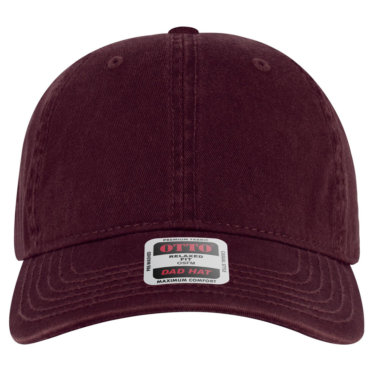 Front View of 010 - Maroon OTTO CAP 6 Panel Low Profile Dad Hat