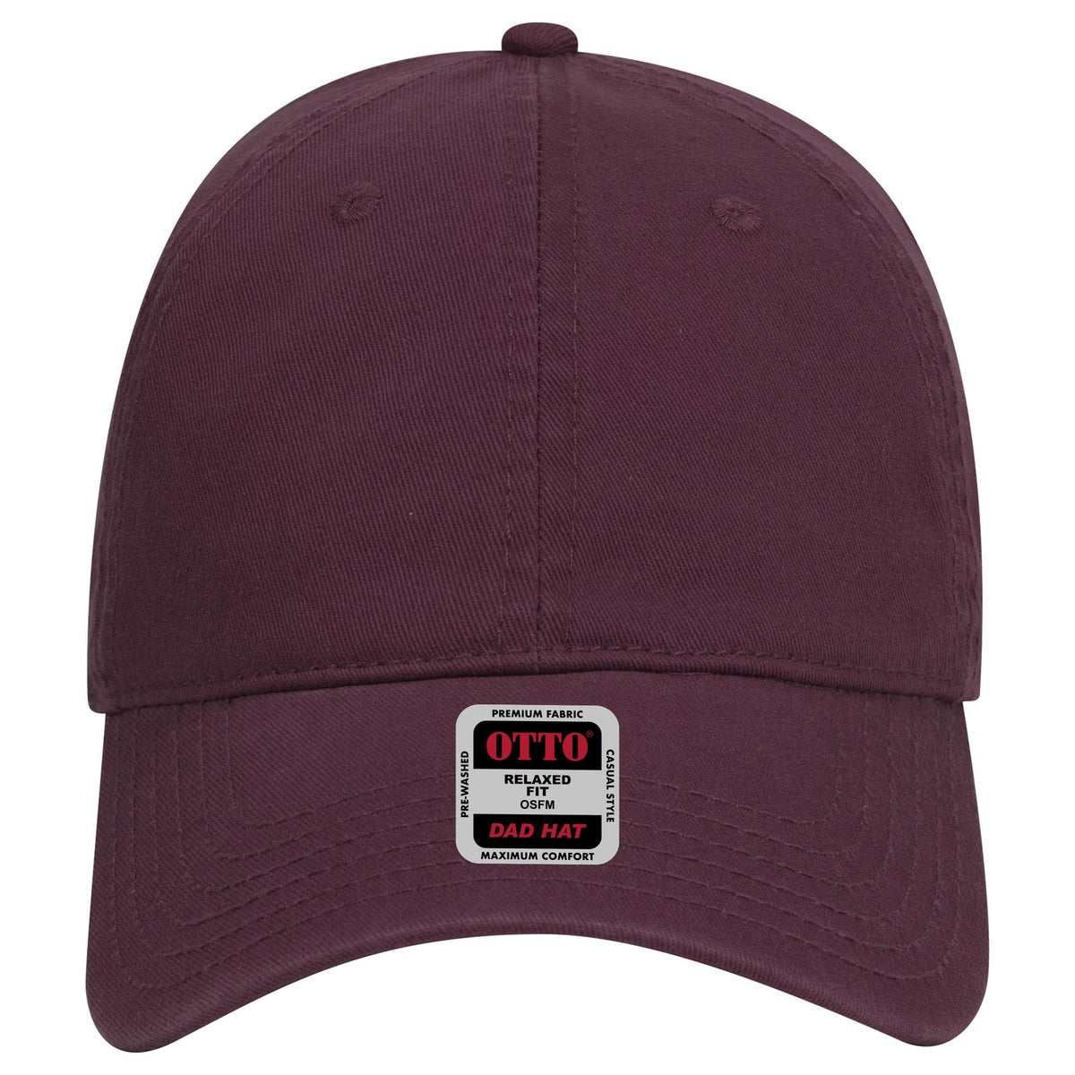 Front View of 010 - Maroon OTTO CAP 6 Panel Low Profile Dad Hat