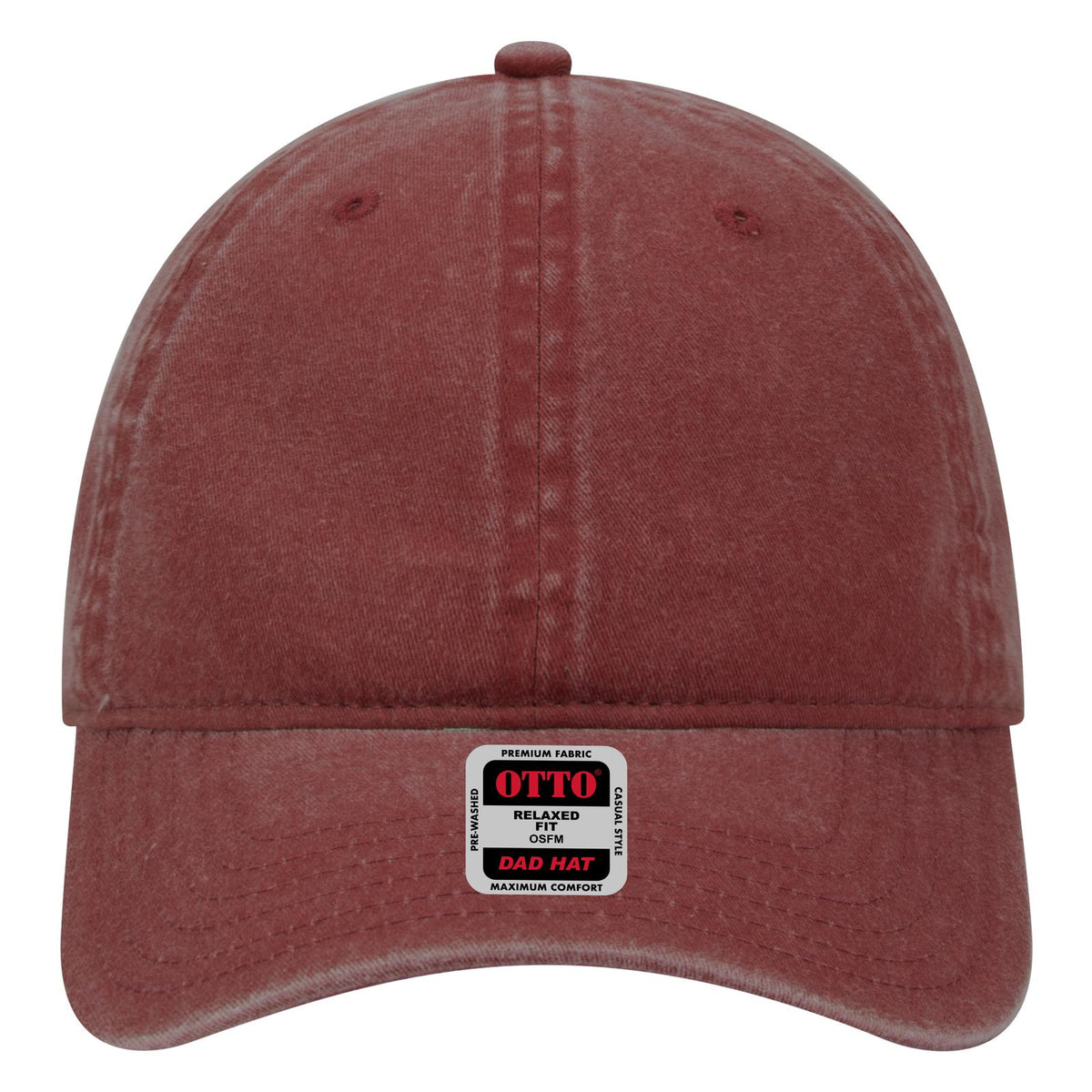 Front View of 010 - Maroon OTTO CAP 6 Panel Low Profile Dad Hat