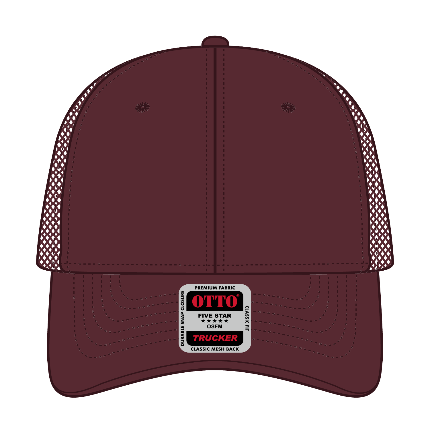 Front View of 010 - Maroon OTTO CAP 6 Panel Low Profile Mesh Back Trucker Hat