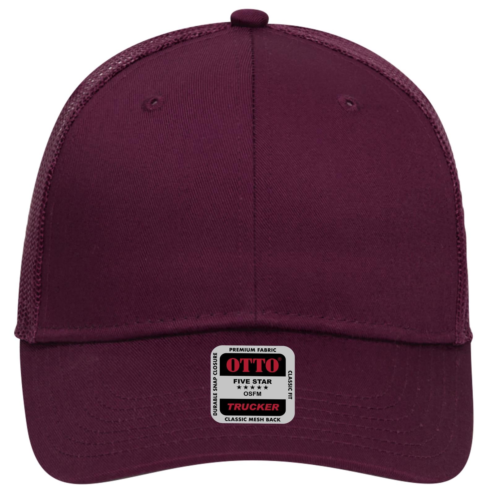 Right View of 010 - Maroon OTTO CAP 6 Panel Low Profile Mesh Back Trucker Hat