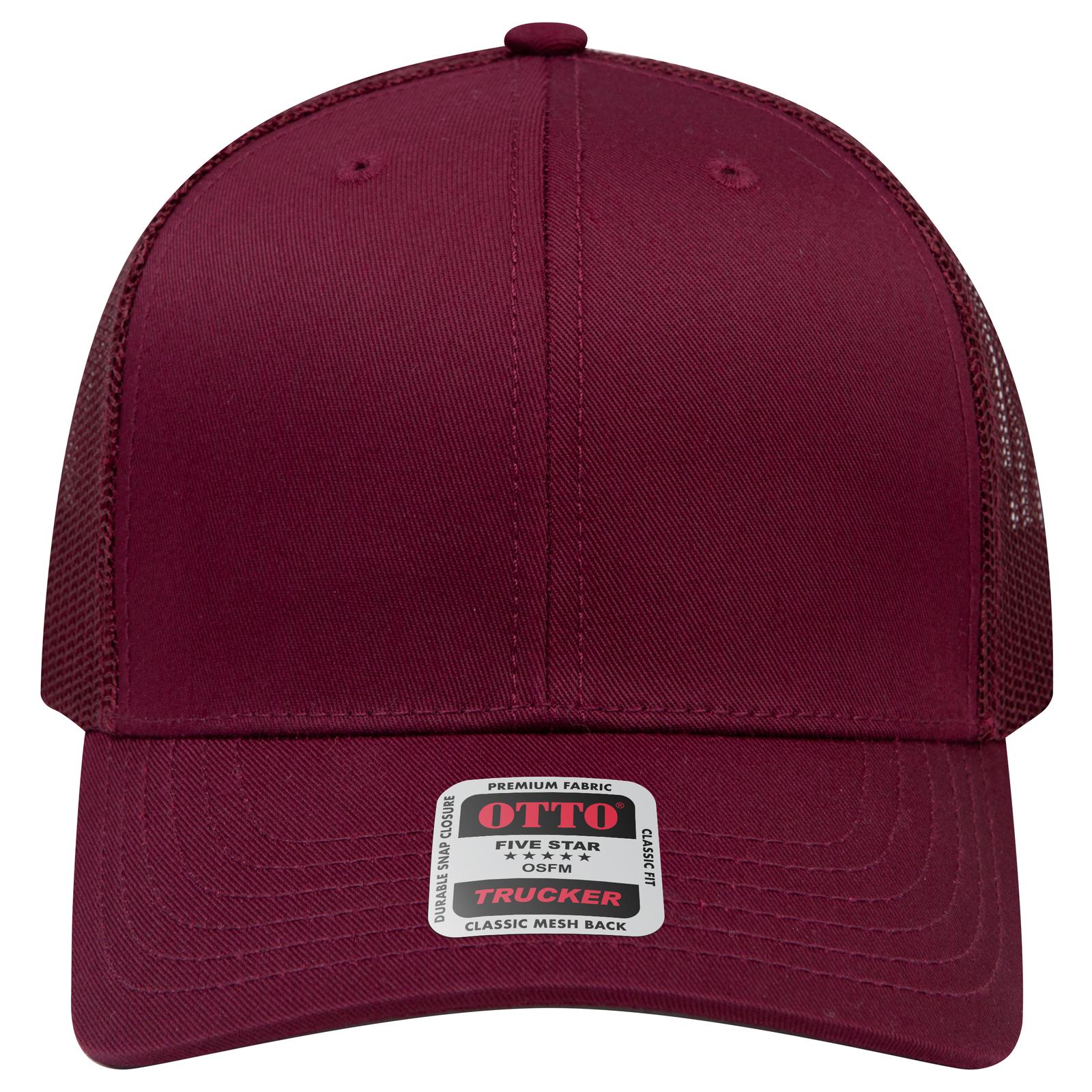 Right View of 010 - Maroon OTTO CAP 6 Panel Mid Profile Mesh Back Trucker Hat