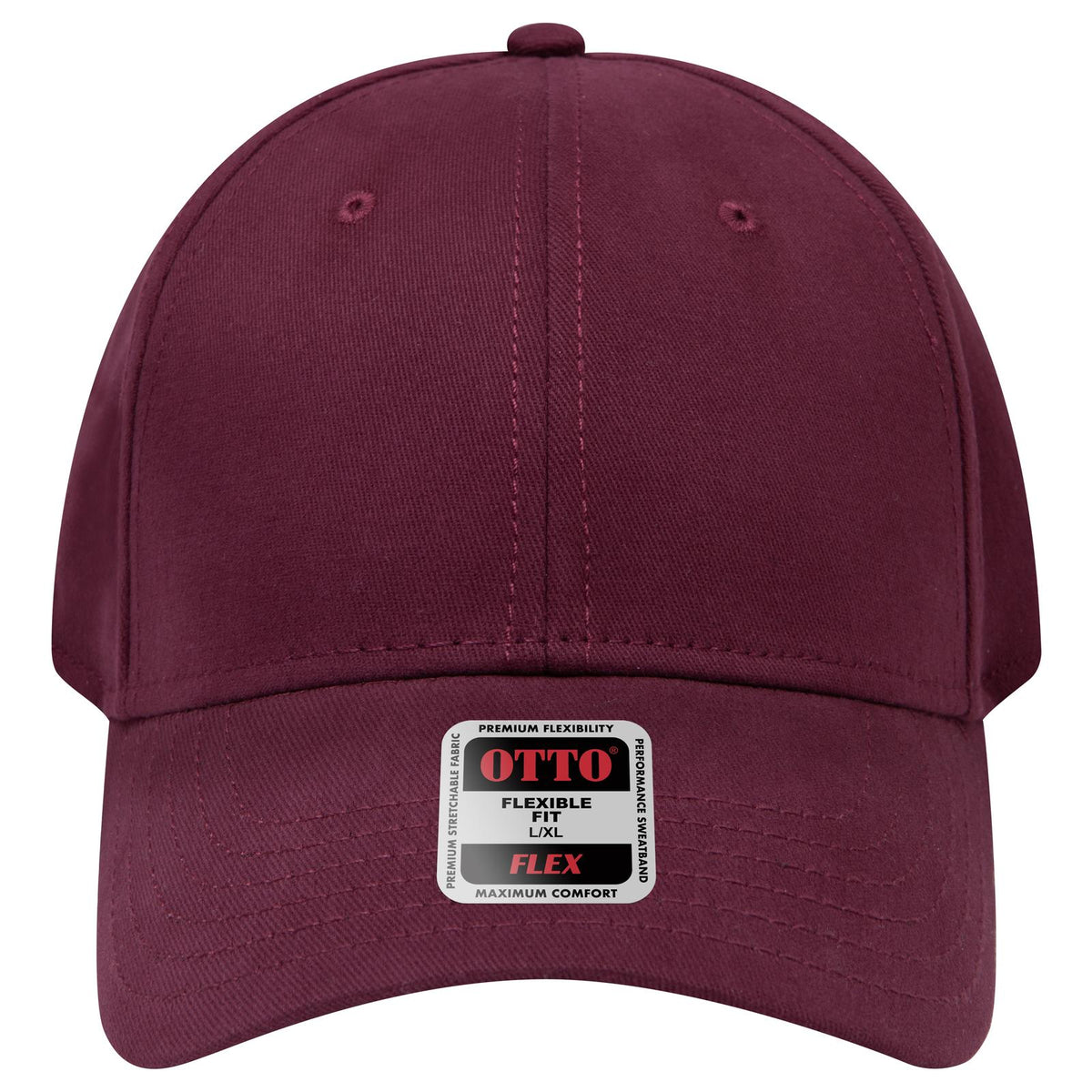 Front View of 010 - Maroon OTTO CAP "OTTO FLEX" Fitted 6 Panel Low Profile Baseball Cap