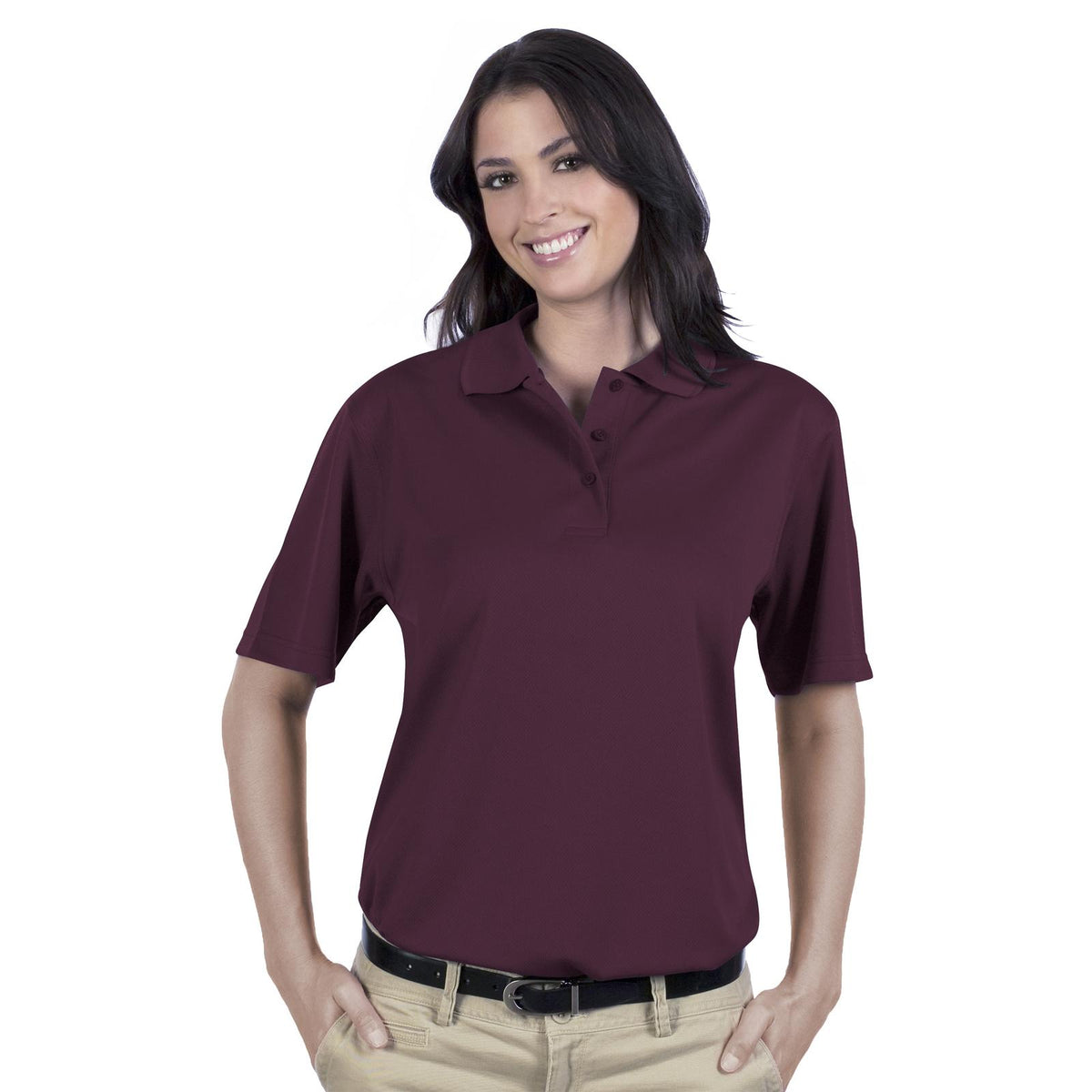 Front View of 010 - Maroon OTTO Ladies' Performance Sport Shirt